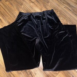 Coldwater Creek black Velvet Pants Size PM Pull On Elastic Waist Womens
